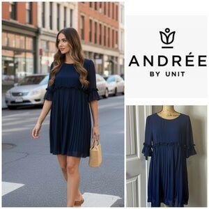 ANDREE BY UNIT Deep Blue Ruffle Dress
